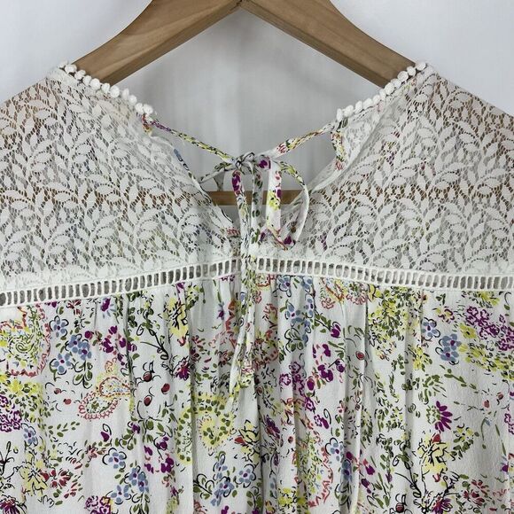 Anthropologie Meadow Rue Top Size Small Nellore White Floral Blouse Romantic - Picture 6 of 8